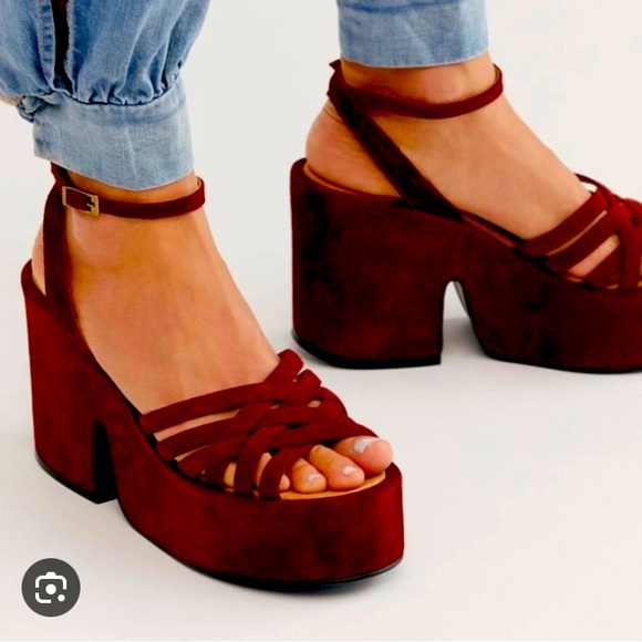 Free People Shoes - Free people Burgondy Seude sandals 9